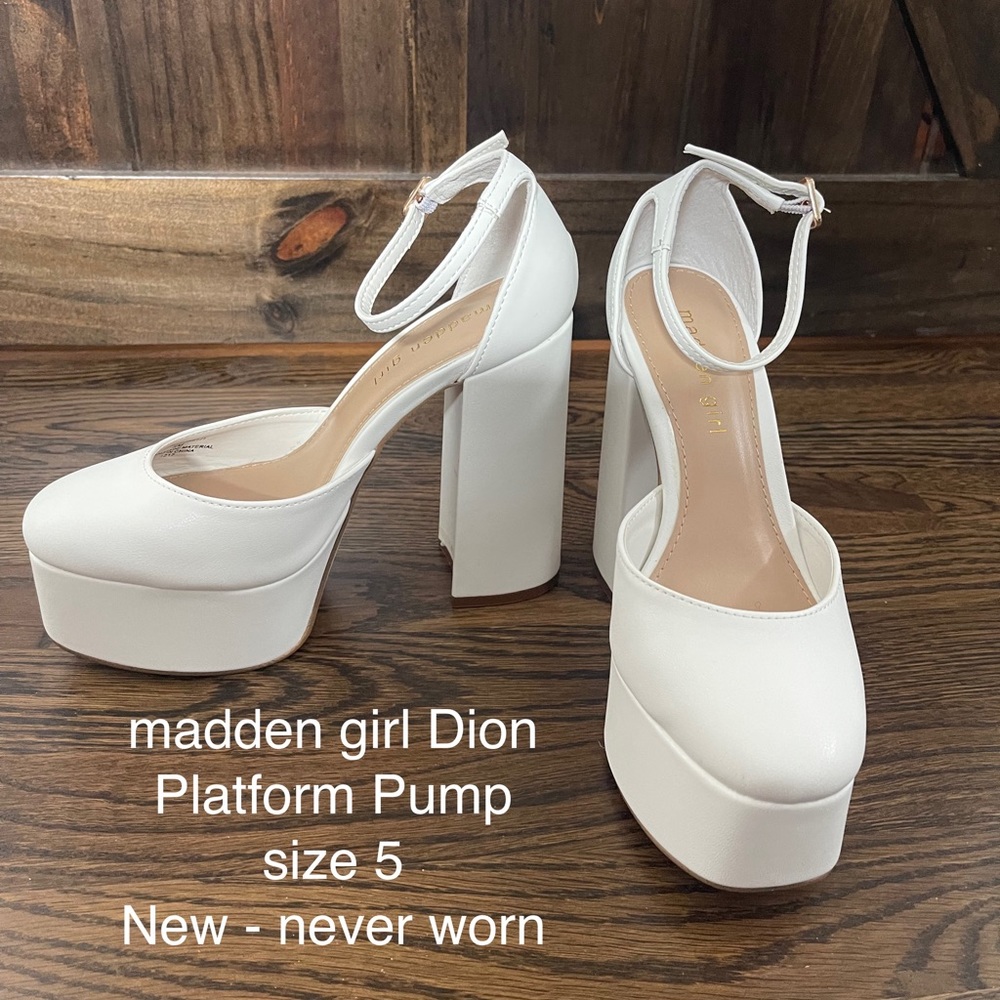 White Platform Heels - madden girl Dion - size 5 - NEW!!